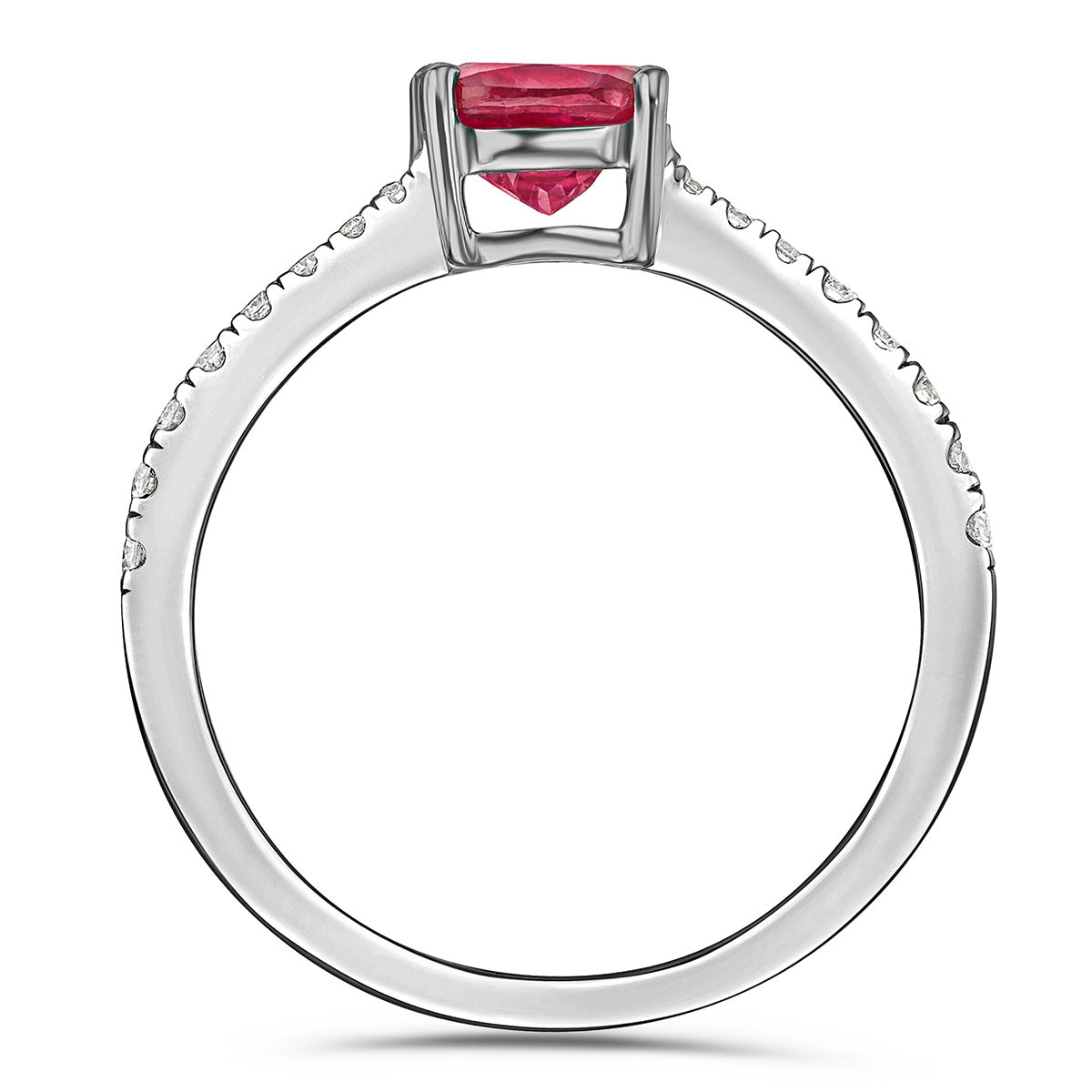 Astra 2.00ct Lab Ruby and Diamond Shoulder Set Cushion Cut Ring in Silver